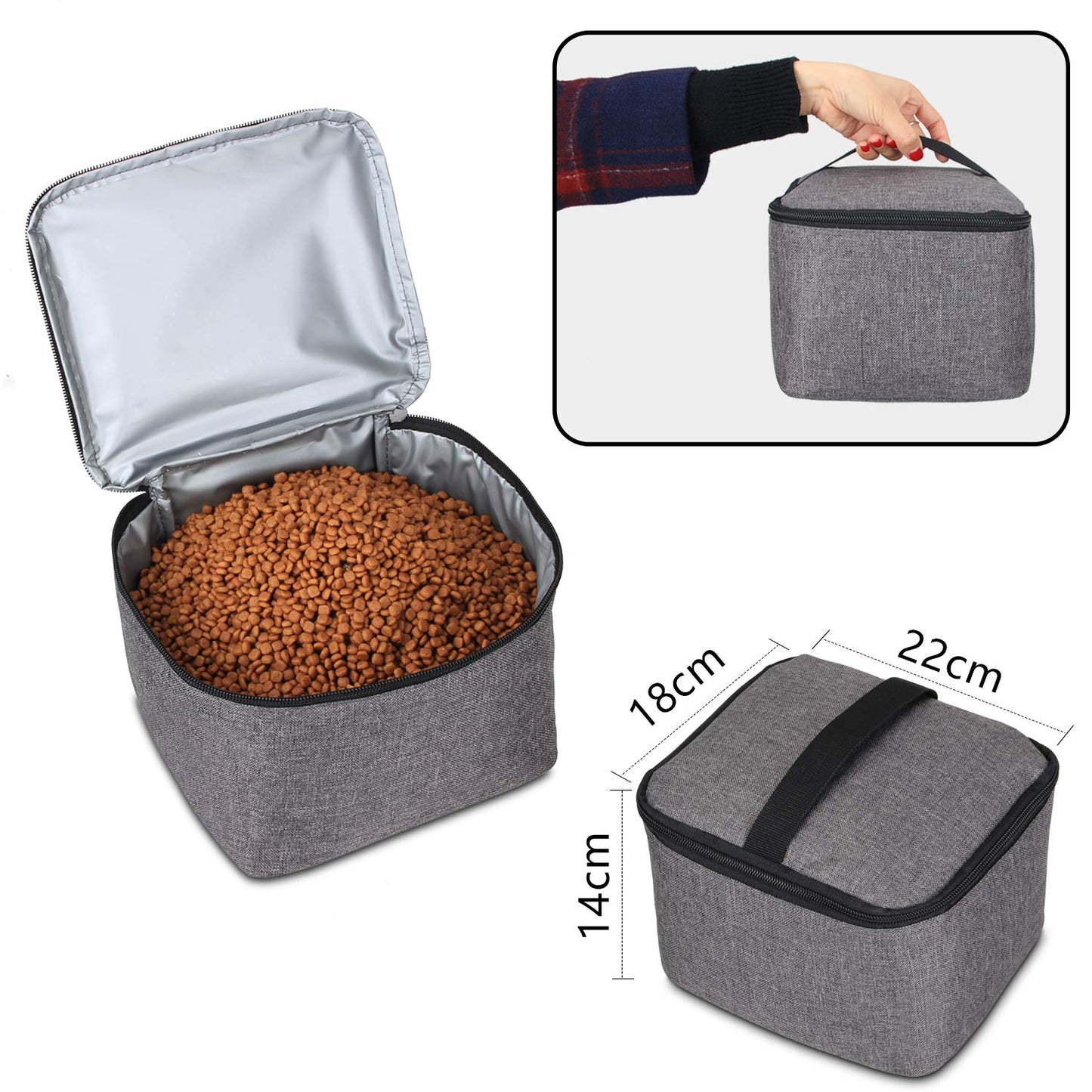 Teamoy travel bag for dog gear, perfect for carrying pet food, treats, toys, and other essentials. Great for travel, camping, or day trips. (Large, gray)