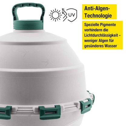 Chicken drinker Optimus 25 L for up to 25 chickens, including spare drinking bowl, Two-part water tank - Poultry drinker - Automatic chicken drinker - Chicken water dispenser - Drinker for chickens - Chicken accessories