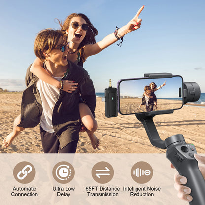 HMKCH Wireless Lavalier Microphone for iPhone/Android Phone/Camera/Computer/Laptop, Professional Mini Clip-on Mic with USB-C/3.5mm/USB Plug for Video Recording, Vlog, YouTube, TikTok