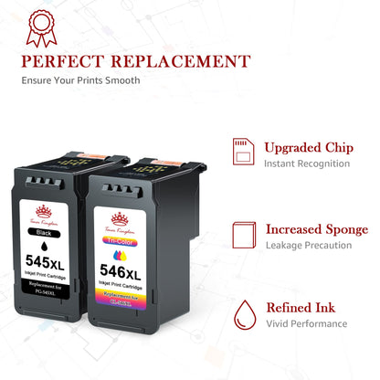 Toner Kingdom PG-545XL CL-546XL Compatible Ink Cartridges for Canon Printers 545 546 XL for Canon Pixma TR4550 Cartridges for Canon Pixma TS3450 MX495 TS3150 TS3350 TS3351 TR4551 TR4650 MG3050 (Black, Color)