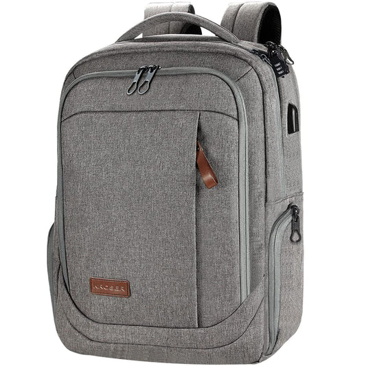 KROSER Laptop Backpack Schoolbag 17.3 Inch Travel Backpack Carry-on Daypack Water-Resistant Multifunction Laptop Bag for Business/School/Travel/Women/Men-Gray