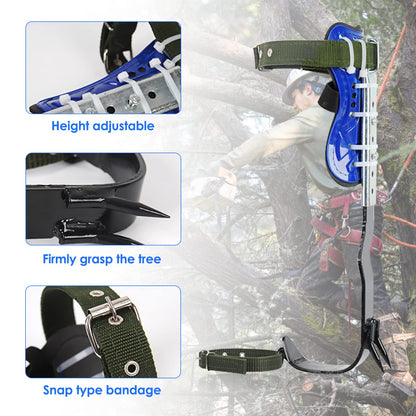 Hellooo Tree Climbing Equipment Set, Height Adjustable Tree Climbing Spikes, Safety Harness Climbing Gear, Tree Climbing Spike Tree Climbing Tool Safety Belt Fall Protection