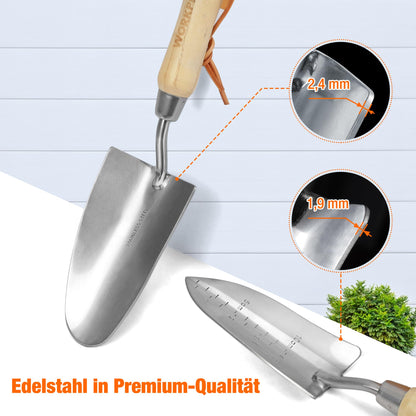 WORKPRO garden tool set, 8 in 1 gardening tools with storage bag, made of stainless steel, garden trowel with wooden handle, floral scissors, garden claw, hand cultivator, gift for gardeners.