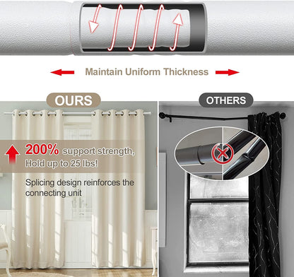 Curtain rod, 71-472 cm curtain rod with teacup lid brackets, stainless steel hardware set, 16 mm diameter curtain rod Adjustable decorative for bedroom/Matte white