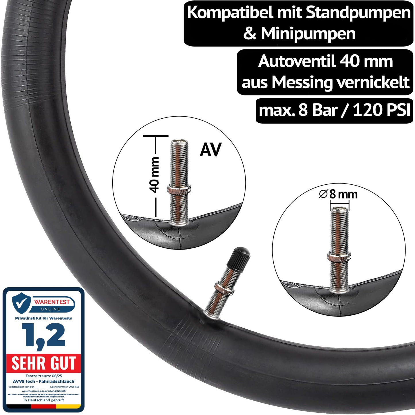 28 inch bicycle tube set | Compatible with Continental & Schwalbe | for AV SV DV valves | Accessories for trekking & city bikes including tire levers & light caps