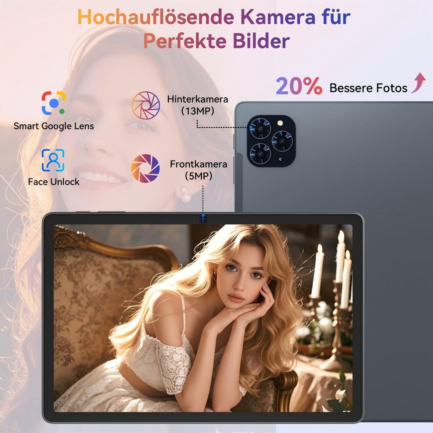TABWEE Android 15 tablet with keyboard - 24GB RAM+128GB ROM+2TB TF, Octa Core, gaming tablet 11 inches, Widevine L1, 1920x1200 FHD+IPS, 8000mAh battery, Gemini AI, 13MP+5MP AI camera, Face ID, 5G WiFi, GPS.