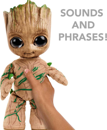 Mattel Marvel plush figure Dancing and Talking Groovin' Groot from the Disney+ series "I am Groot", soft toy for gift or collectors, HJM23