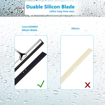 Love-KANKEI Shower Squeegee Window Squeegee with Rubber Blade Including 1 Replacement Blade and 1 Hook (28cm)