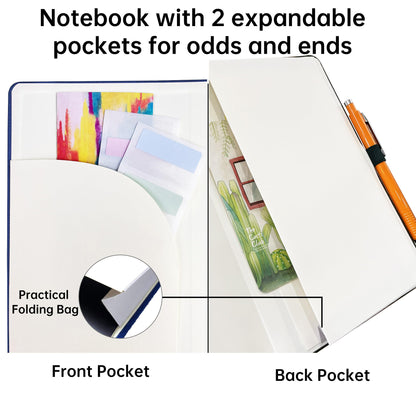 Mlife Notebook A4 Lined, Thick Notebooks with 360 Numbered Pages and 100gsm Inkproof Paper, Hardcover College Pad, Diary with 2 Back Pockets for Office or School Use (Pink)