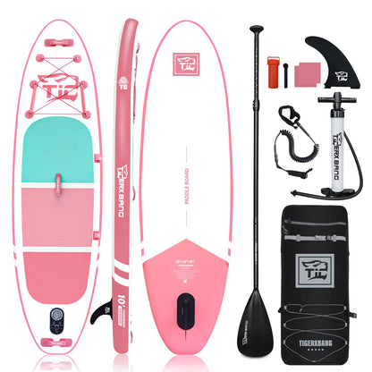 TIGERXBANG Inflatable SUP Boards Stand Up Paddleboarding 305x80x15cm with high-quality SUP accessories, Allround paddle boards for adults/kids, Defender Collection Pink
