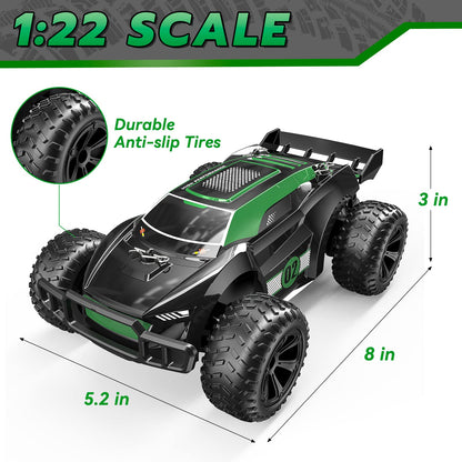 Kizeefun Remote Control Car, RC Car for 3 4 5 6 7 8 9 Year Old Kids, 2.4Ghz Off-Road RC Crawler 70+ Minutes Playtime (2 Batteries Included), Birthday Gift for Boys Girls (Green)