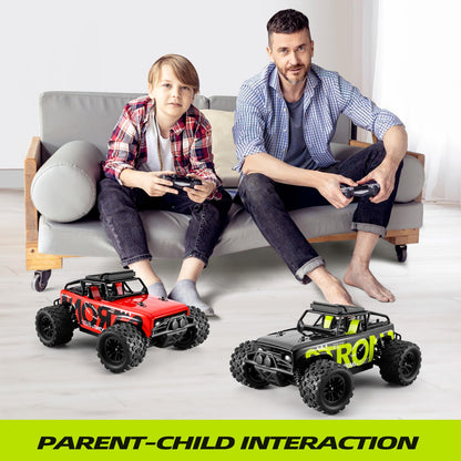 SupKonXi Remote Control Car, 1:18 RC, 40km/h Vehicle, 4WD Offroad Monster Truck, 2.4GHz All Terrain Crawler, 2 Batteries 60 Minutes, Gift for Kids and Teens, Red