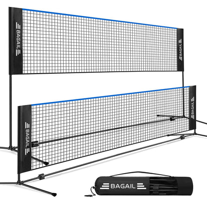 BAGAIL badminton net, foldable nylon net, adjustable stand and carrying bag, easy to set up and take down, ideal sports net for tennis, badminton, or volleyball.