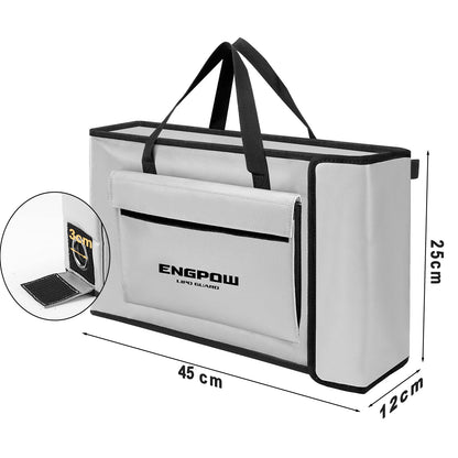 Battery bag Ebike battery bag Fireproof up to 2000°F Explosion-proof Lipo bag compatible with 2 E-Bike batteries Thick Shockproof Safe battery box Charging Transport Storage 45 x 12 x 25 cm