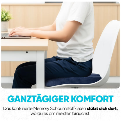 FORTEM Seat Cushion, Chair Pad, Office Chair Cushion, Memory Foam Desk Chair Pillow, Non-Slip Seat Cushion for Gaming, Car Seat Cushion, Computer Chair Cushion, Washable Cover