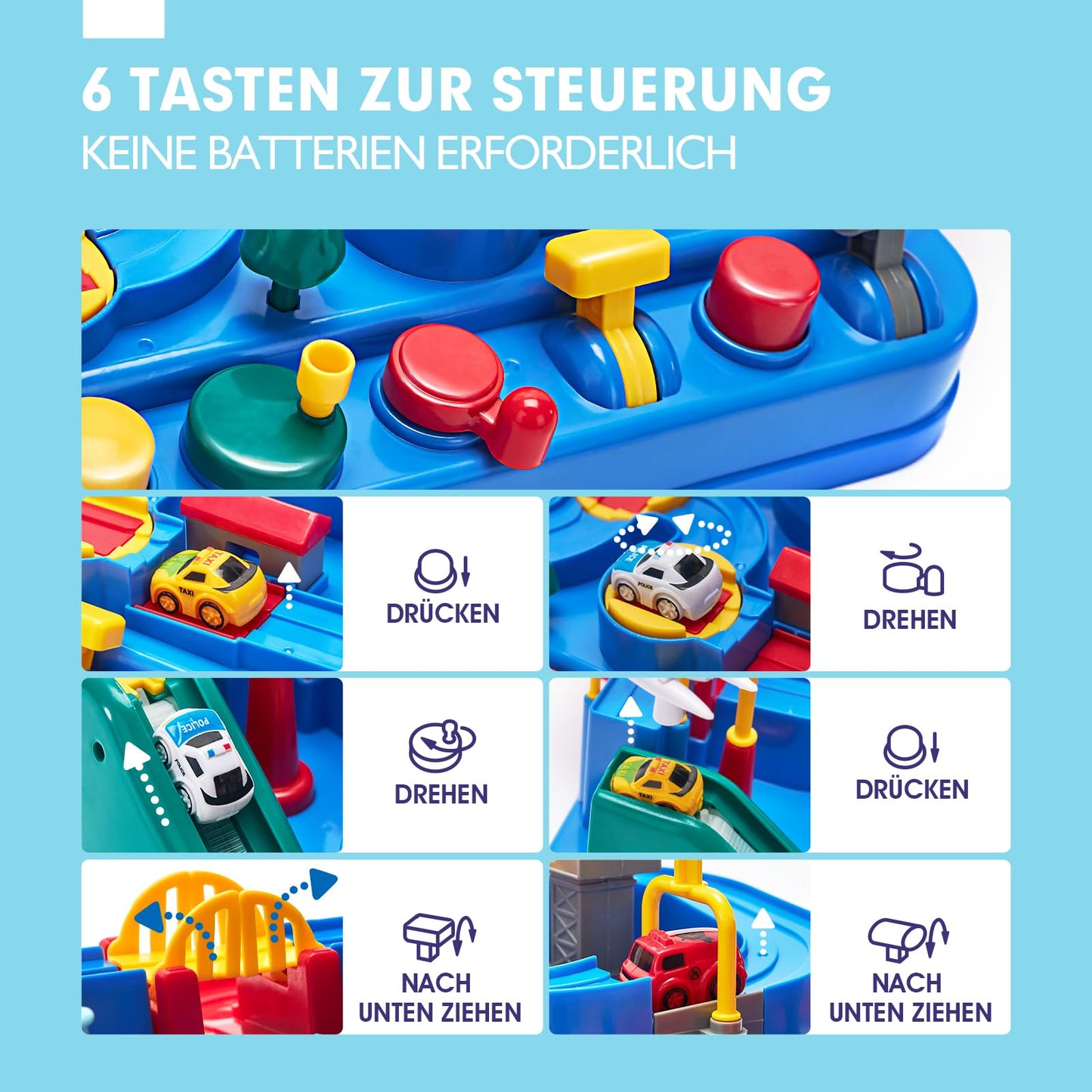 hahaland toys for 2 3 4 5 year olds, car toys for 2 year old boys girls, adventure car racing track set for kids, toy car gift for 2 3 4 5 year old boys