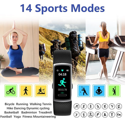 Holabuy smartwatch, IP68 waterproof fitness tracker step counter watch with heart rate monitor fitness wristwatch compatible with iOS Android for women men kids (152-Black)