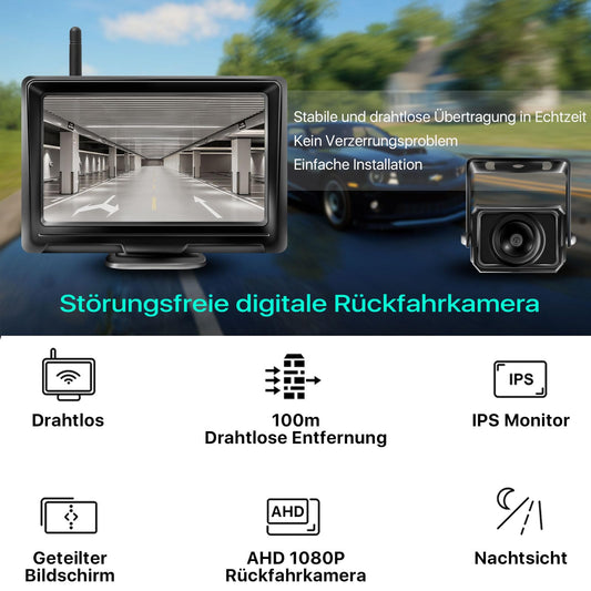 GREENAUTO Wireless Backup Camera, AHD 1080P wireless backup camera with IPS 5 inch Car Monitor Backup Camera System for car, truck, RV, trailer, camper, van