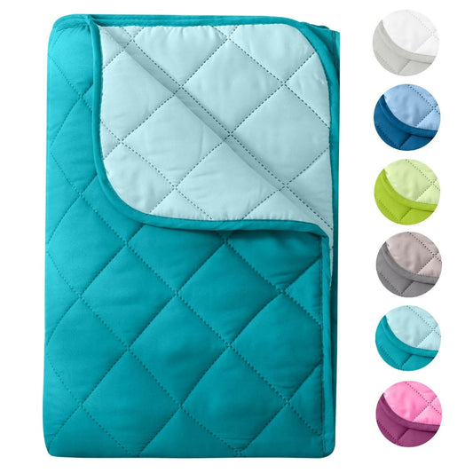 wometo Microfiber Summer Quilt Reversible Design 155x220 OekoTex - turquoise and light blue Machine washable at 95° Summer duvet for camping and hot days I can be used without cover I colorful & vibrant