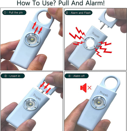 The original personal alarm for women, keychain with alarm, rechargeable, 135 dB siren, strobe light, SOS LED light. Helps seniors and children in emergencies. (Aqua)