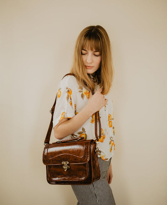 ECOSUSI Women's Shoulder Bag Vintage Leather Crossbody Bag Small Handbag Mini Messenger Bag Brown