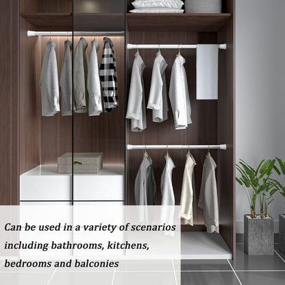Curtain rod without drilling. Extendable telescopic rod for shower curtain, adjustable for cabinets, windows, wardrobe. 1 piece, white, 110-205 cm.