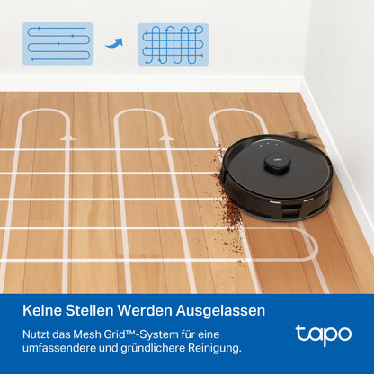Tapo RV30 Max Plus robot vacuum with mopping function and automatic dust disposal station, 5300Pa ultra strong suction power, LiDAR+IMU dual navigation, Alexa & Google Assistant voice control, APP.