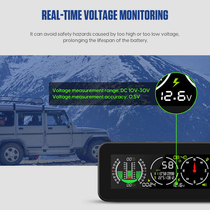 MR CARTOOL M60 Auto Slope Meter Car Digital GPS Speedometer HUD Display Clinometer with Compass for all vehicles SUV Offroad