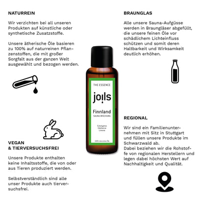 JOILS® Sauna infusion set I, pure, 3x100ml, 100% natural oil for your sauna, organic sauna oil in a gift set.