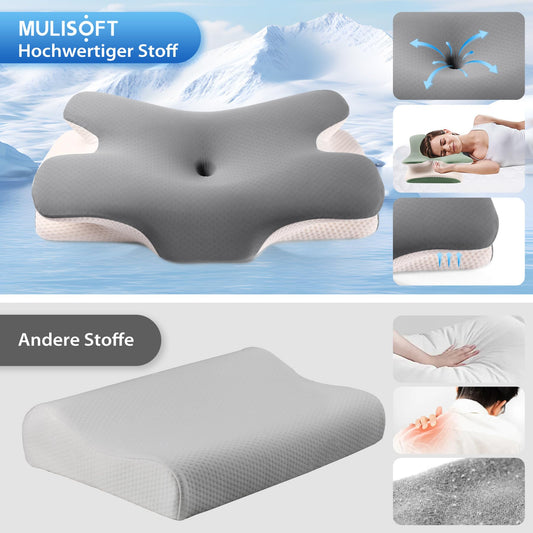 MULISOFT Memory Foam Pillow, comfortable head pillow, supportive neck pillow, ergonomic side sleeper pillow (gray)