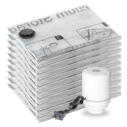 Vacuum storage bags, 10 small bags with electric pump, 10 small travel clothing, space-saving compression bags for clothes, pillows, duvets, blankets.