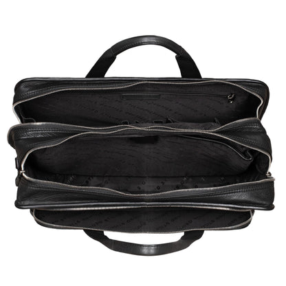 STILORD 'Yves' Briefcase Men Women Leather Business Bag Document Bag 15.6 Inch Laptop Bag Business Bag Teacher Bag Real Cowhide Leather, Color: Black