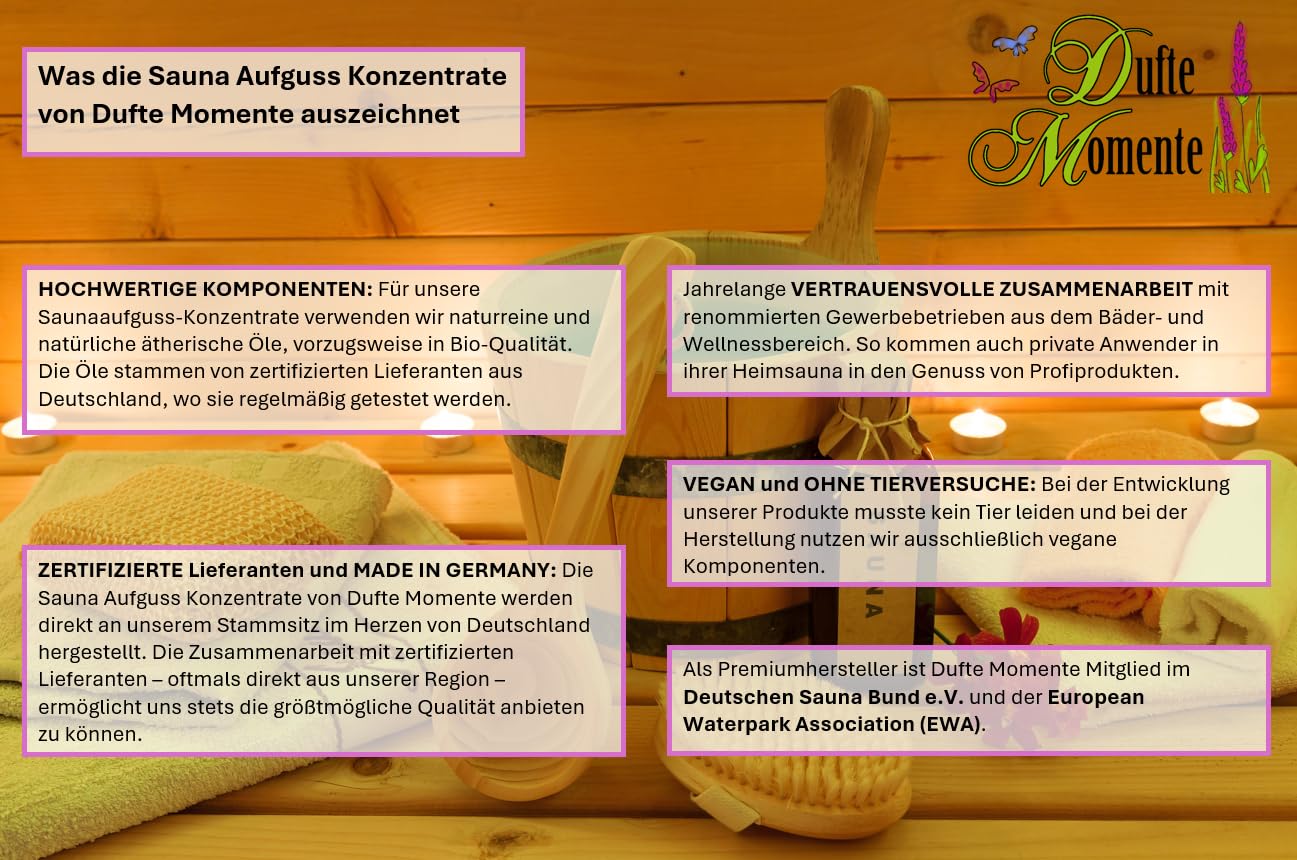 Great Moments 12 x 20ml Sauna infusion concentrate "Classic" with pure and natural essential oils - the exclusive set for trying out and gifting.