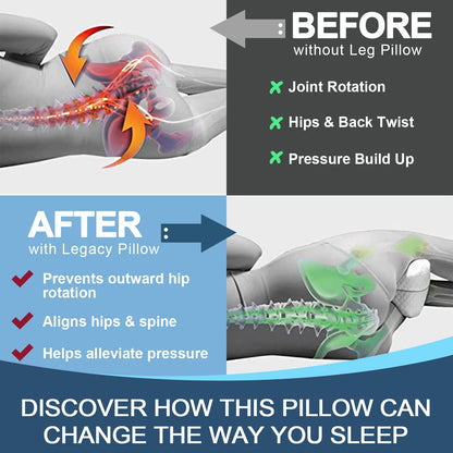 Perfect knee pillow for side sleepers I Orthopedic leg pillow for pain-free sleep I Ergonomic support cushion made of viscoelastic memory foam I breathable cover