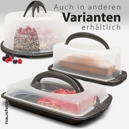 Household cake transport box round, cake transport box with lid and handle, cake dome 33 cm diameter, height 16 cm.