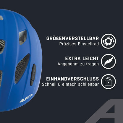 Alpina children's bicycle helmet, blue mat, 49-54 cm.