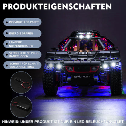 BrickBling Remote Control Light Kit for Lego Audi RS Q e-tron (Not a Lego model), LED lighting set for Lego 42160 Audi RS Q e-tron Creative toy for adults and children