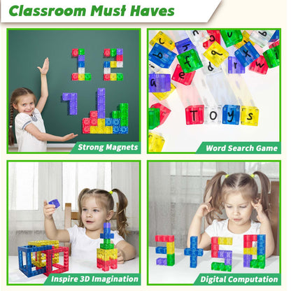 Apluses Clear Style - Magnetic Building Blocks, Magnet Tile Toy, suitable for children aged 3 and up, creative outdoor learning toy (32 pieces)