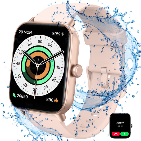 Loddery Smartwatch for women with phone function 1.85" touchscreen fitness watch with Alexa IP68 waterproof smart watch integrated pedometer heart rate monitor, message notifications, 100+ sports modes