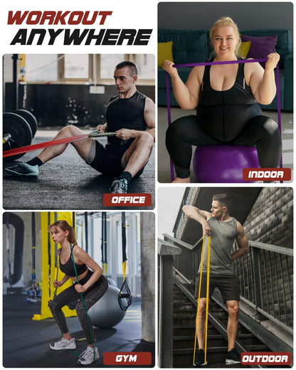Fitness Elastic Resistance Band 6 pcs. 15-170 lbs