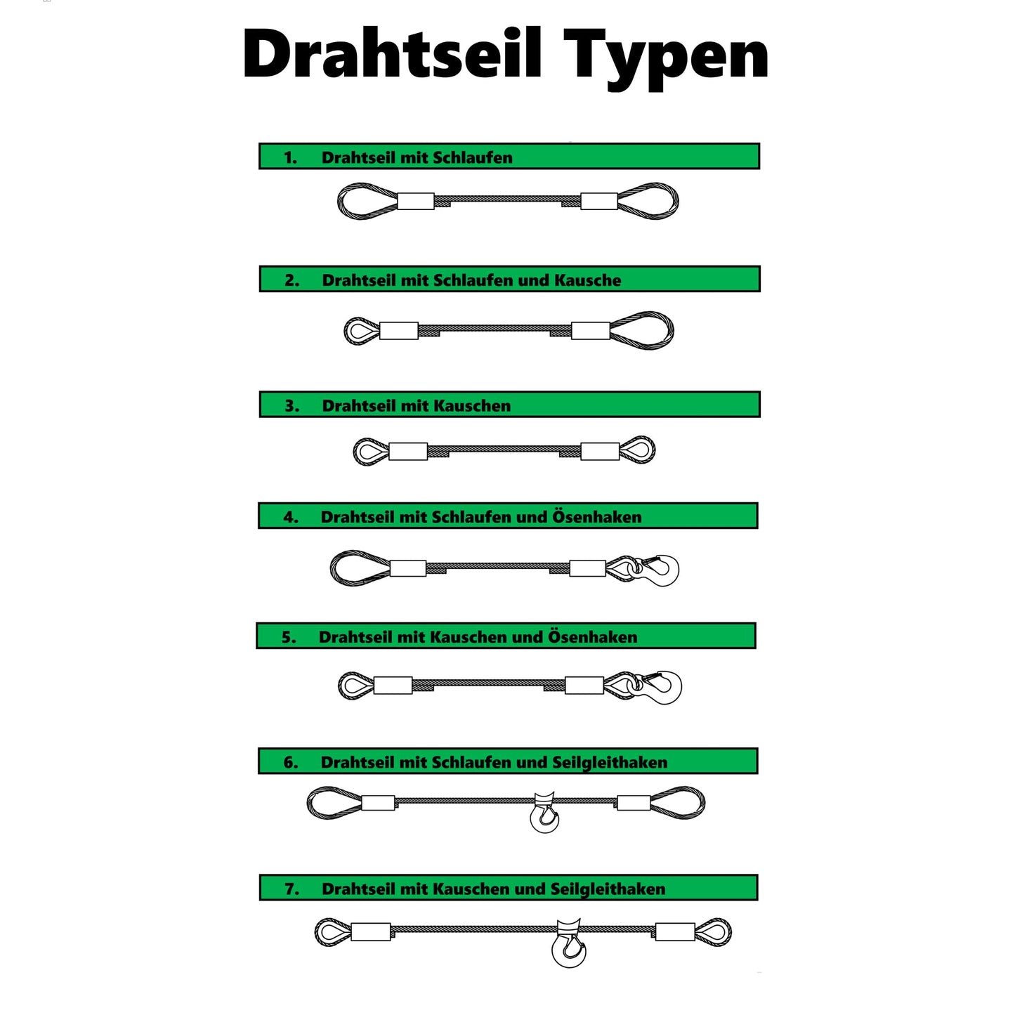 ALFA LOGISTICS Fall rope 8mm diameter 8m length with hook and eye - Wire rope with hook - Steel rope with eyes and hooks - Reliable forestry rope