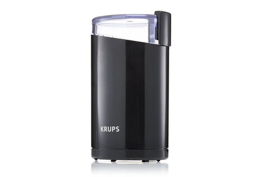 Krups F20342 Coffee and Spice Grinder in One, Powerful Motor, Adjustable Grind Size, 75g Capacity, Stainless Steel Blade, Safety Lid, Anti-Slip Feet, Black.