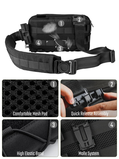 TACTICAL_GEEK Cache L3C EDC Sling Bag Chest Crossbody Bag, 1000D OXFORD CLOTH Shoulder Bag, Waist Bag Shoulder Bag Chest Bag with Adjustable Shoulder Strap for Travel School Hiking, Black