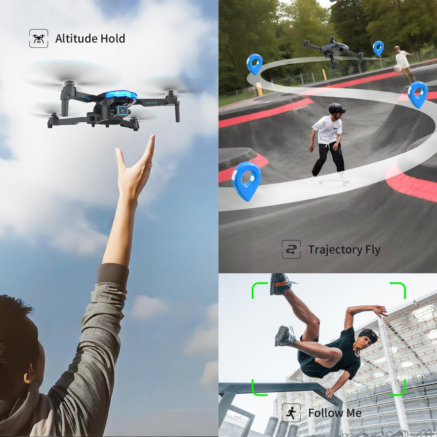 Drone with 1080P Camera for Kids, Brushless Motor RC Quadcopter for Beginners, One-Button Start/36 Min Long Flight Time/Altitude Hold, Toys and Gifts for Boys Girls (Grey)