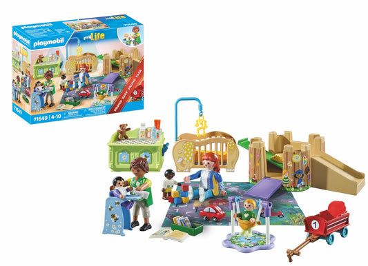 PLAYMOBIL MyLife Promo Pack 71649 Crawling Group, includes five figures, play tower, slide, and many cute accessories, detailed toy for children aged 4 and up.