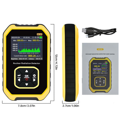 SURLABA Nuclear Radiation Detector, Geiger Counter Dosimeter Measurement of Beta Gamma X-rays, Radioactivity Radiation Meter Portable Real-time Monitoring Device with Sound Light Vibration Alarm