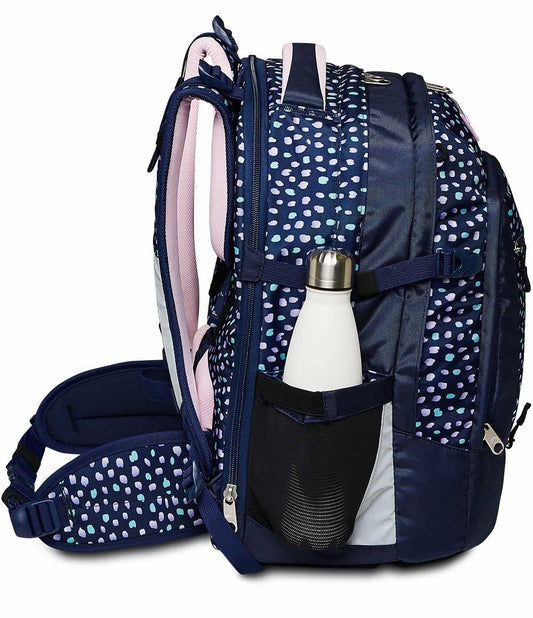 Seven school backpack: ergonomic & expandable, with multiple compartments, school bag for girls & boys; sustainable fabric, with height adjustment system, perfect for high school & school, UPDOWN TWICE CHARMING PATCH