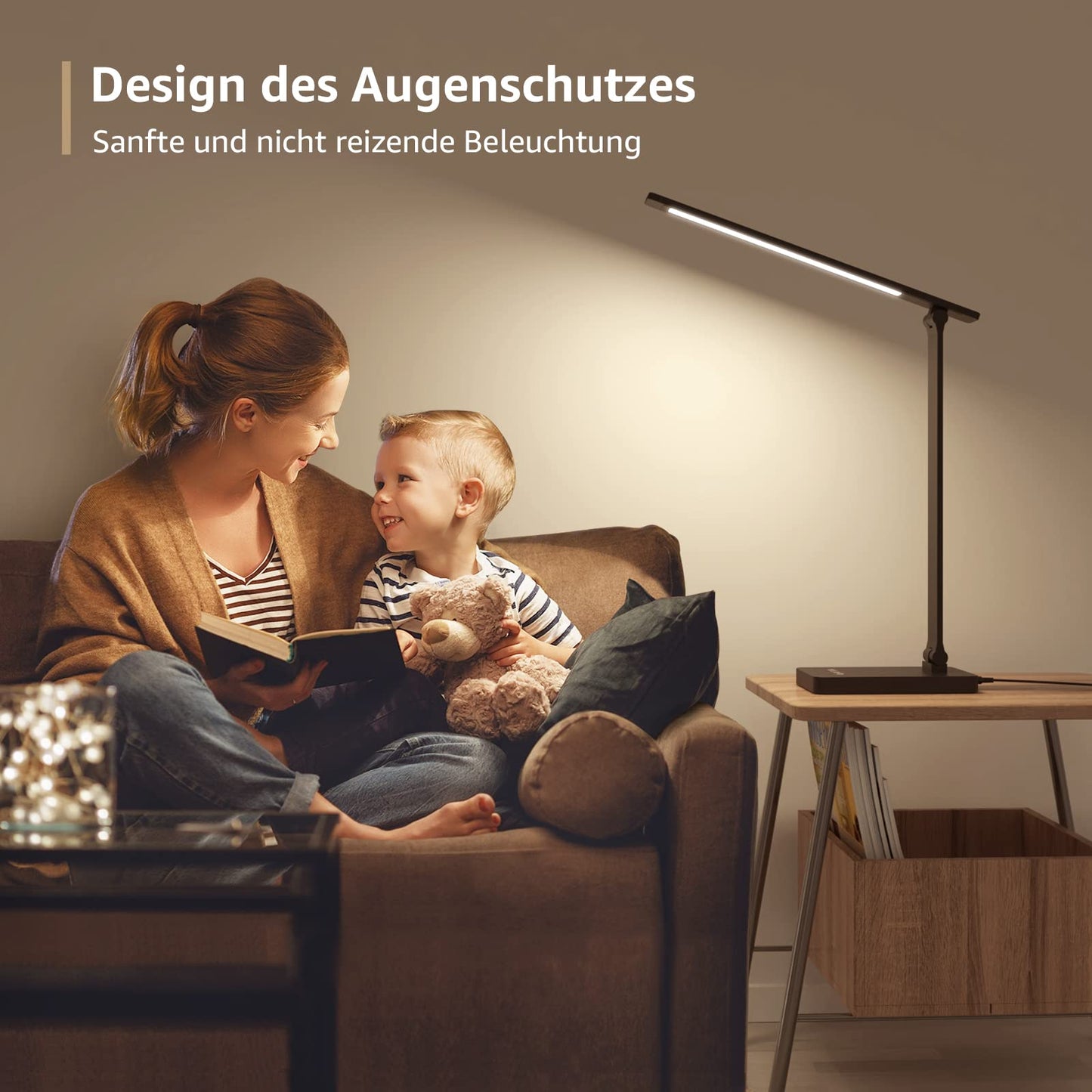 Lestro LED desk lamp 15W, dimmable table light 655LM with 3 color modes & 5 brightness levels, USB port, eye protection reading lamp for office, study, bedside table & reading, Black