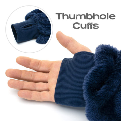 Snug Rug Navy Blue Hoodie Blanket with Sleeves Oversized Sweatshirt Snuggle Blanket with Sleeves Hood Fleece for Men and Women One Size
