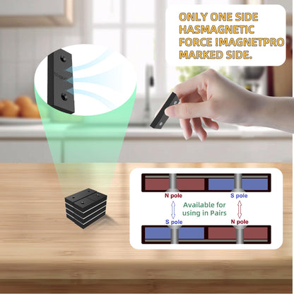 MagneticPro 4 Piece Rectangular Magnets Complete with PP plastic coating, 10kg force Size 50.80 x 19.05 x 7.62 mm Food safe, rustproof, and waterproof (4, 10 KG One-Sided Magnetism)